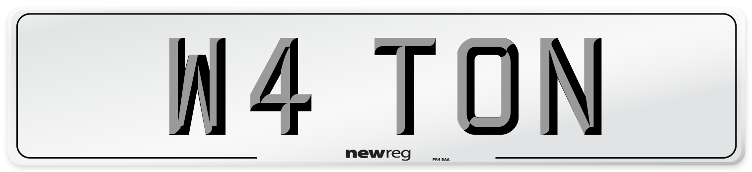 W4 TON Number Plate from New Reg